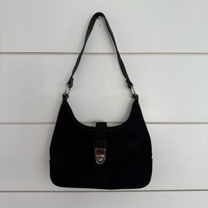 Black Purse Y2K 90s Shoulder Bag Small Handbag Nylon Black Silver Accents